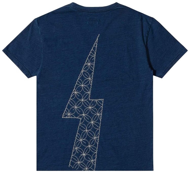 Kapital Jersey Crew Tee Thunder Sashiko Indigo