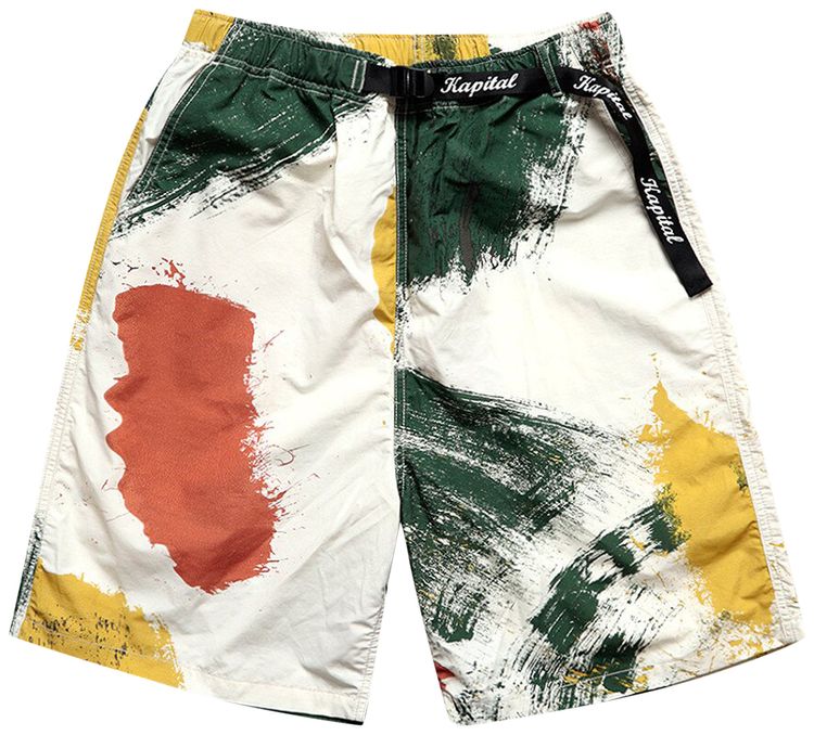 Kapital Fast Dry Taffeta Brush Camo Easy Shorts Ecru