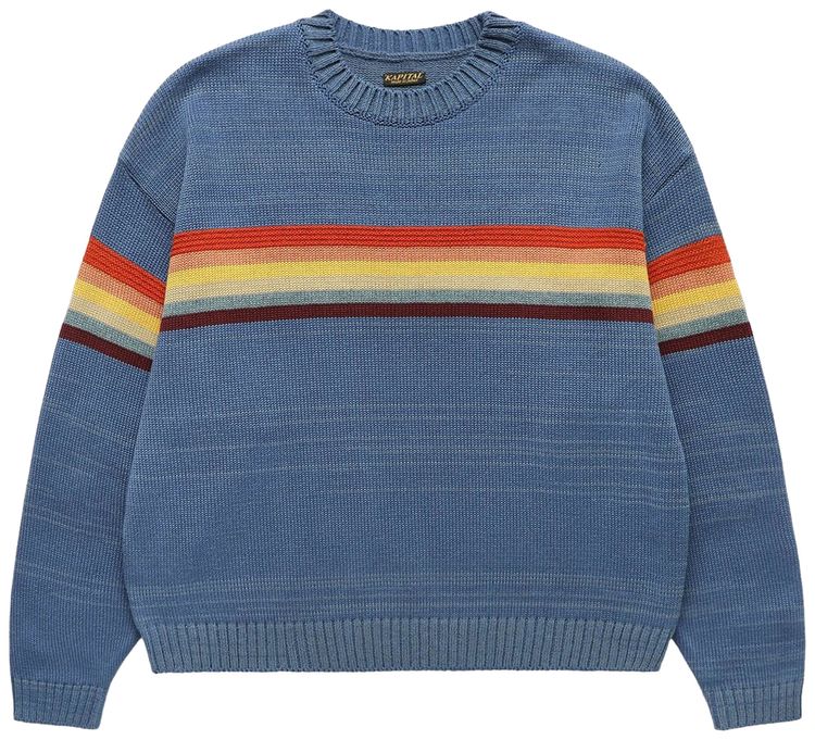 Kapital 5G Knit Rainbow Sweater Blue