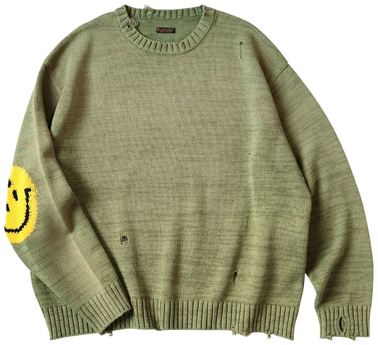 Kapital 5G Knit Rainbow Sweater Khaki