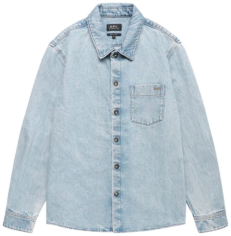 APC Vittorio Brodee Poitrine Surchemise Light Blue