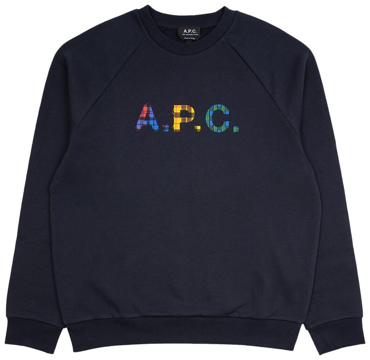 APC Shaun Tartan Logo Crewneck Dark Navy