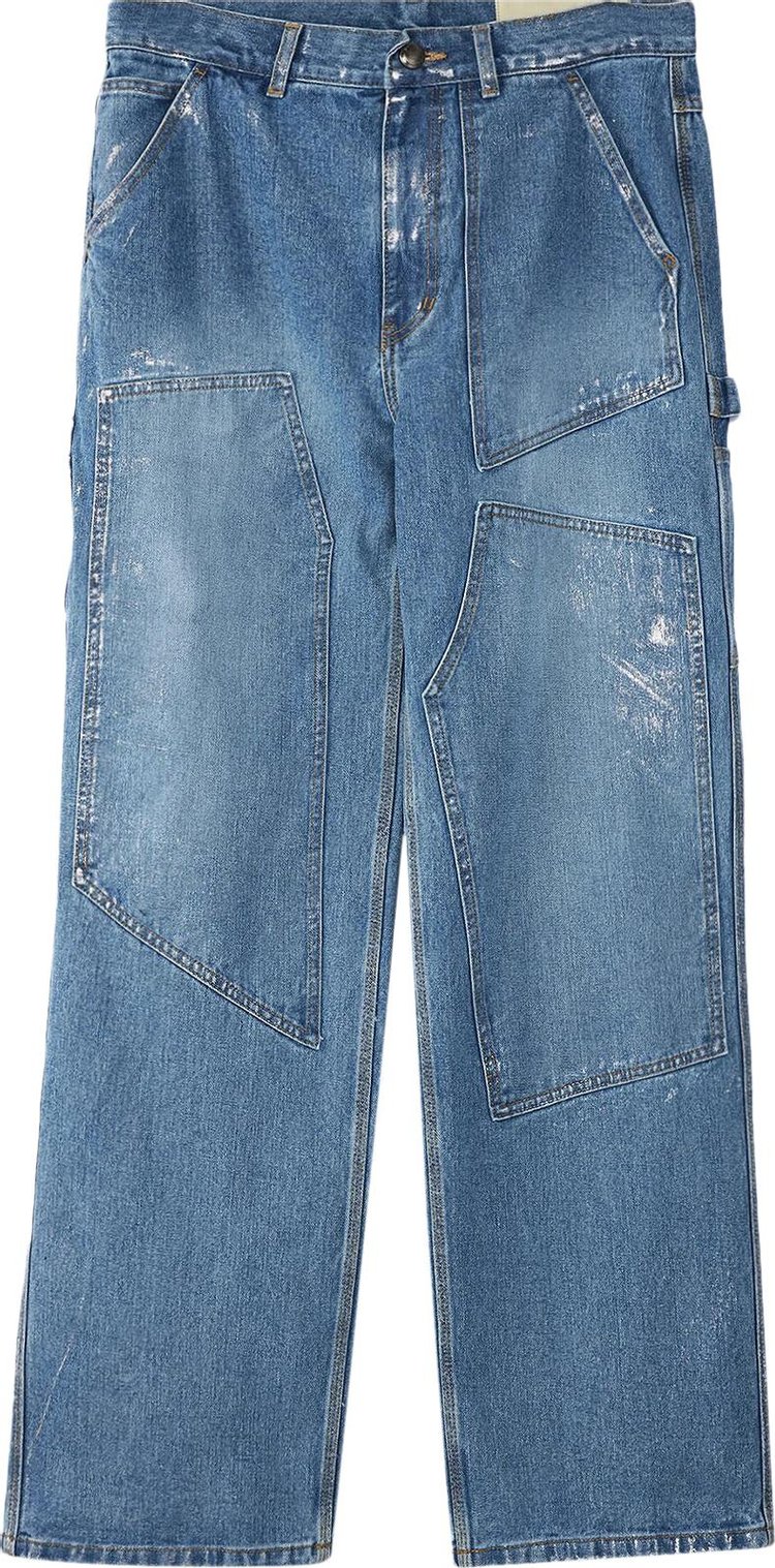 Andersson Bell Wax Coated Carpenter Wide-Leg Jeans 'Blue'