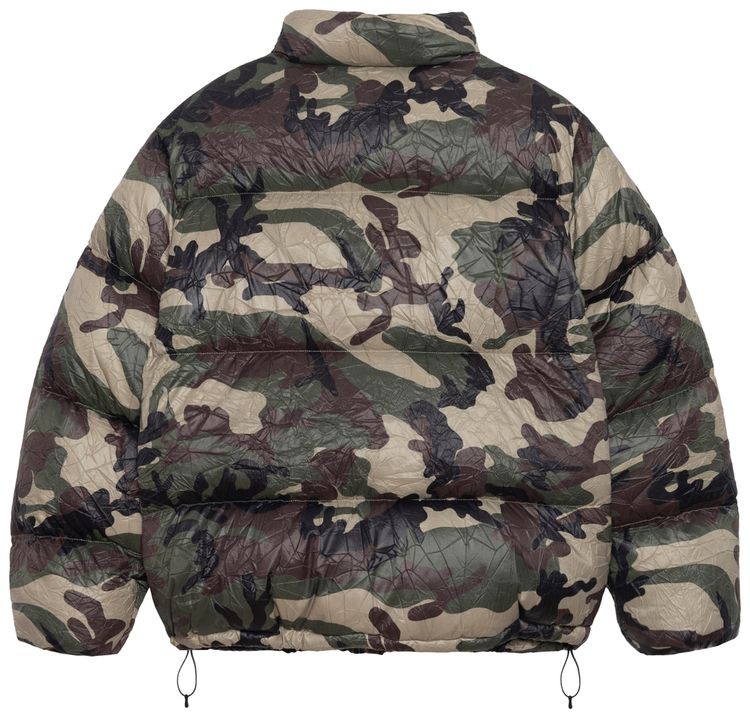 Stussy Wrinkled Nylon Down Puffer Woodland Camo