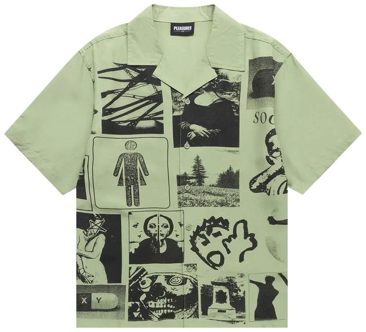 Pleasures Choices Camp Collar Button Down Green