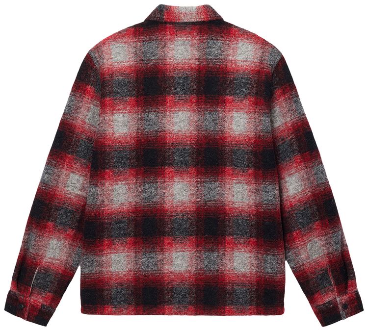 Stussy Brushed Wool Plaid Zip Shirt Red
