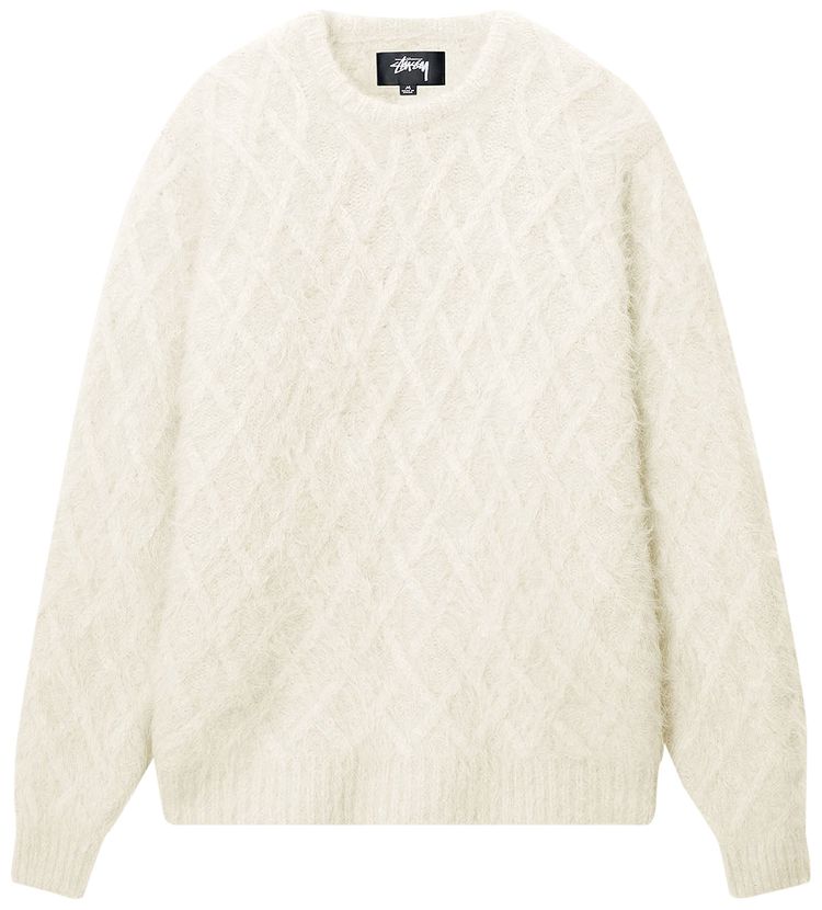 Stussy Fuzzy Lattice Crew Sweater Ivory
