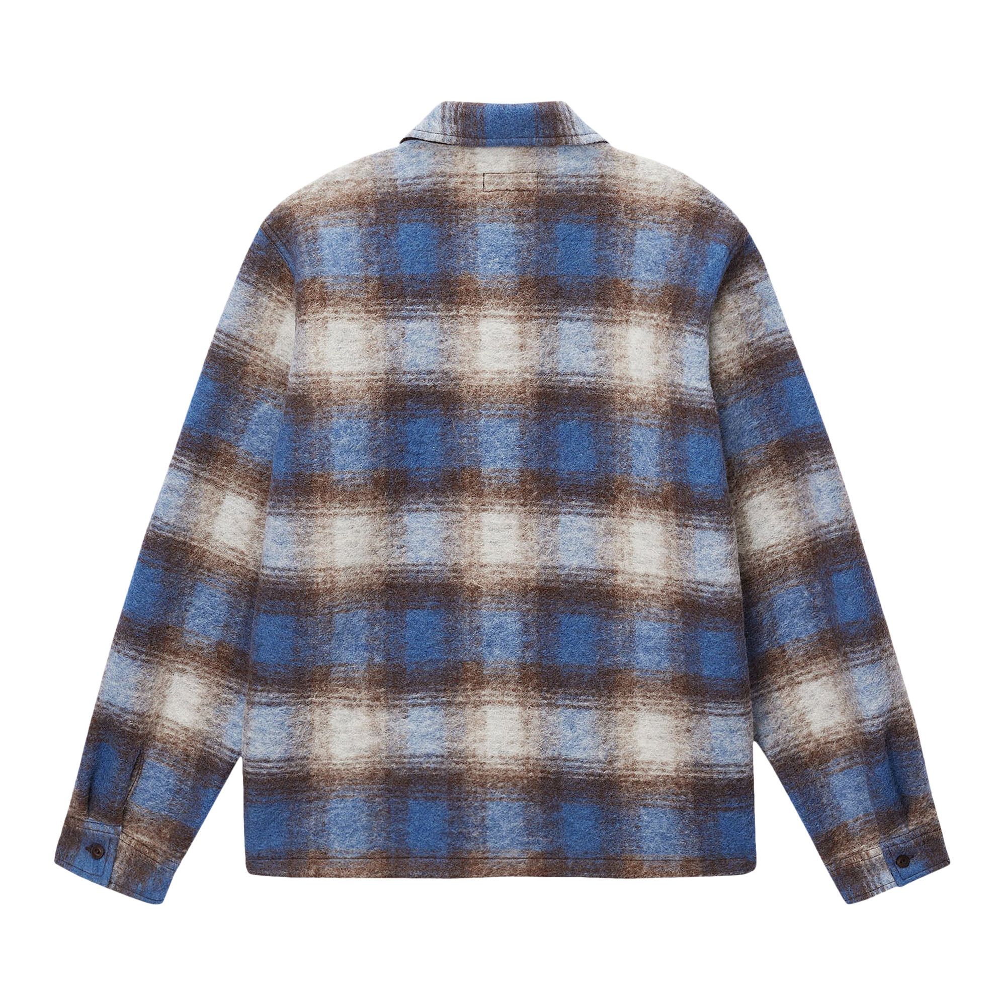 Buy Stussy Brushed Wool Plaid Zip Shirt 'Blue' - 1110307 BLUE | GOAT