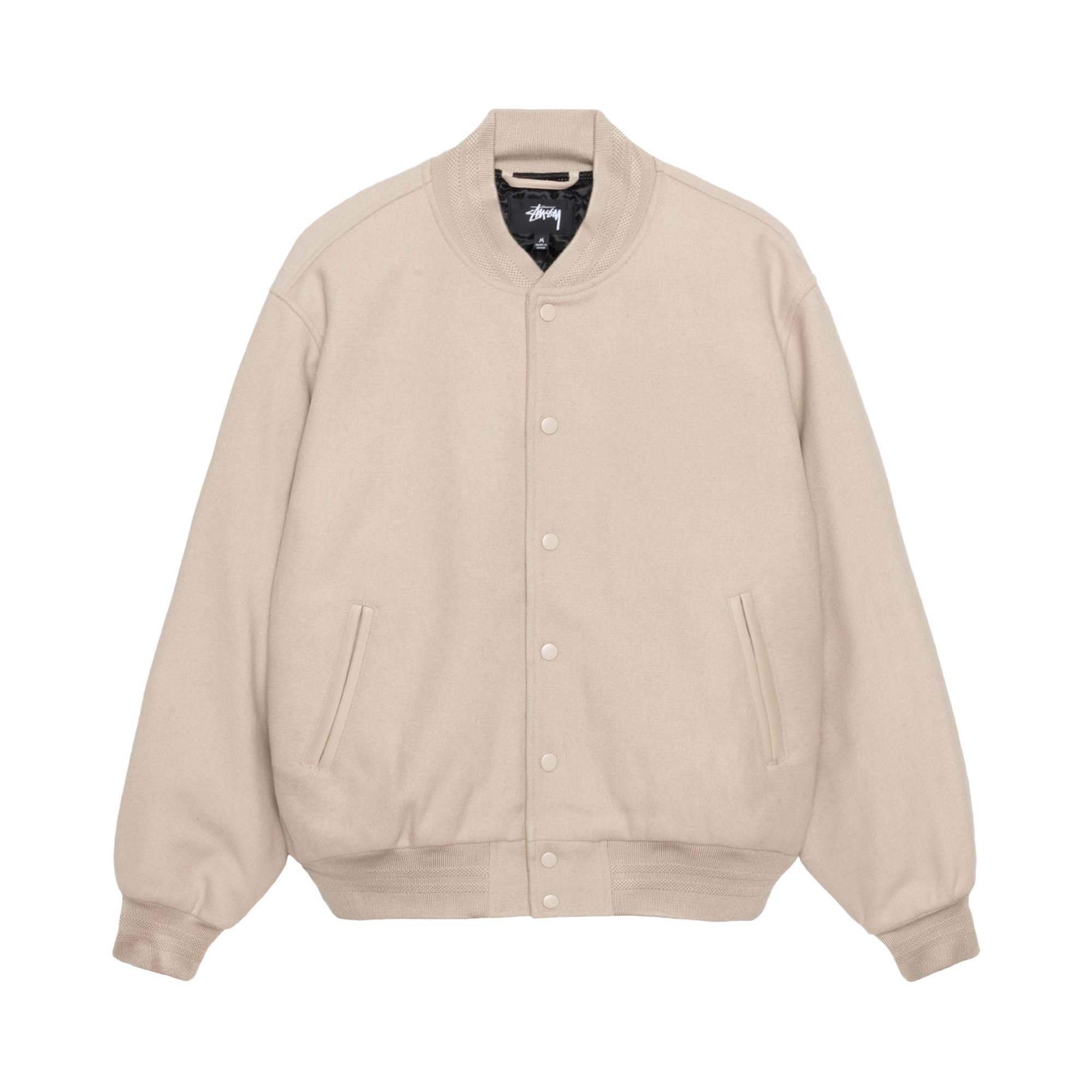 Stussy Sport Melton Varsity Jacket 'Oatmeal'