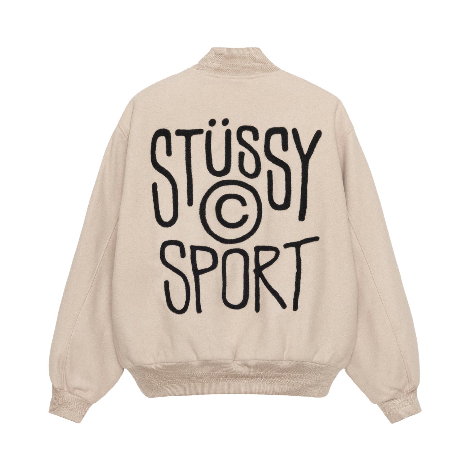 Size xl Stussy Sport Melton Varsity Jacket 'Oatmeal'