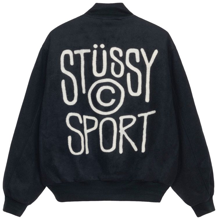 Stussy Sport Melton Varsity Jacket Black
