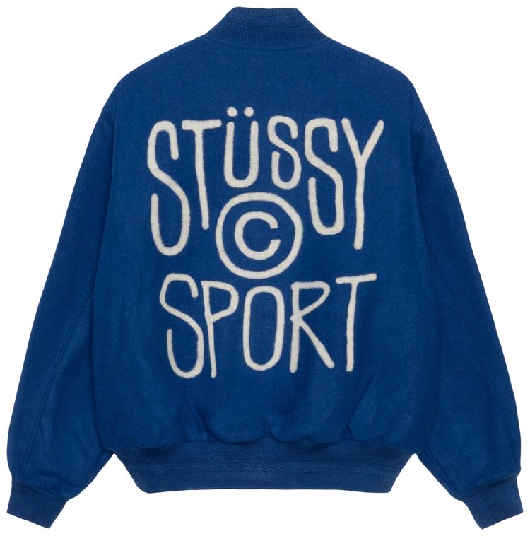 Stussy Sport Melton Varsity Jacket Royal