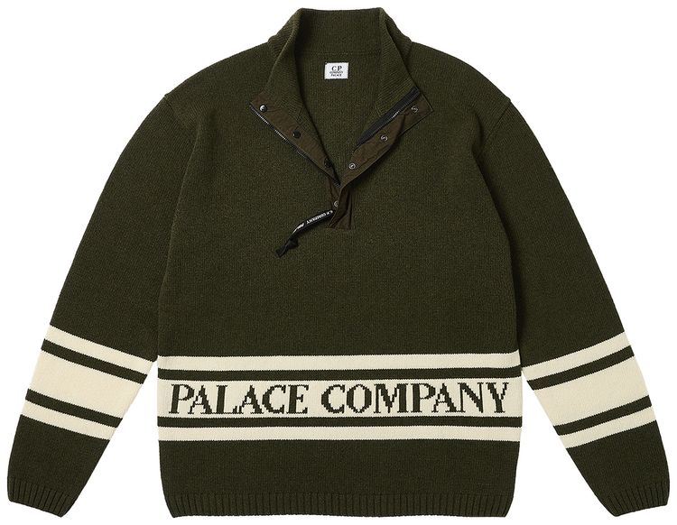 Palace x CP Company Funnel Neck Knit Olive