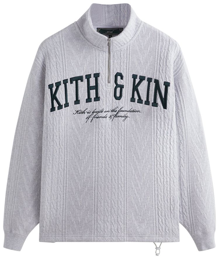 Kith Cable Fleece Quarter Zip Light Heather Grey