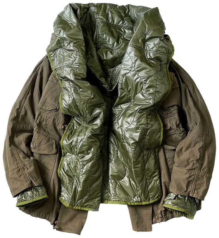 Kapital Nylon Quilting Lining Ring Coat Khaki