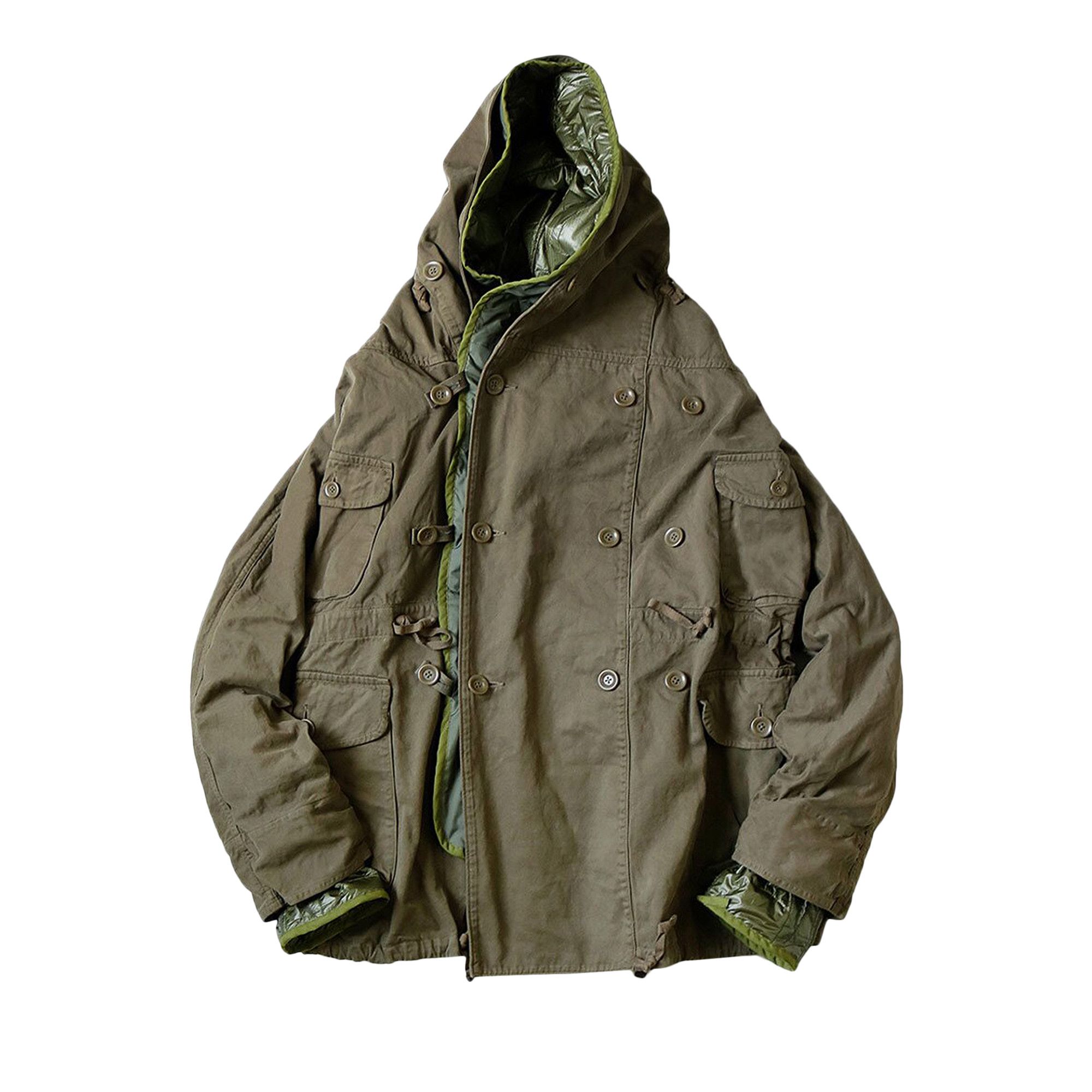 Buy Kapital Nylon Quilting Lining Ring Coat 'Khaki' - EK