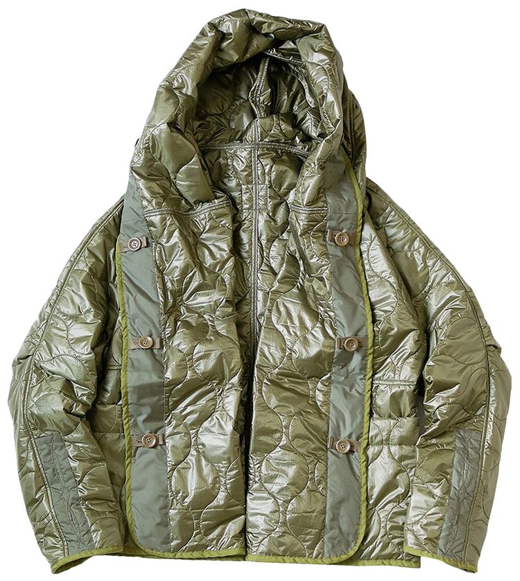 Kapital Nylon Quilting Lining Ring Coat Khaki