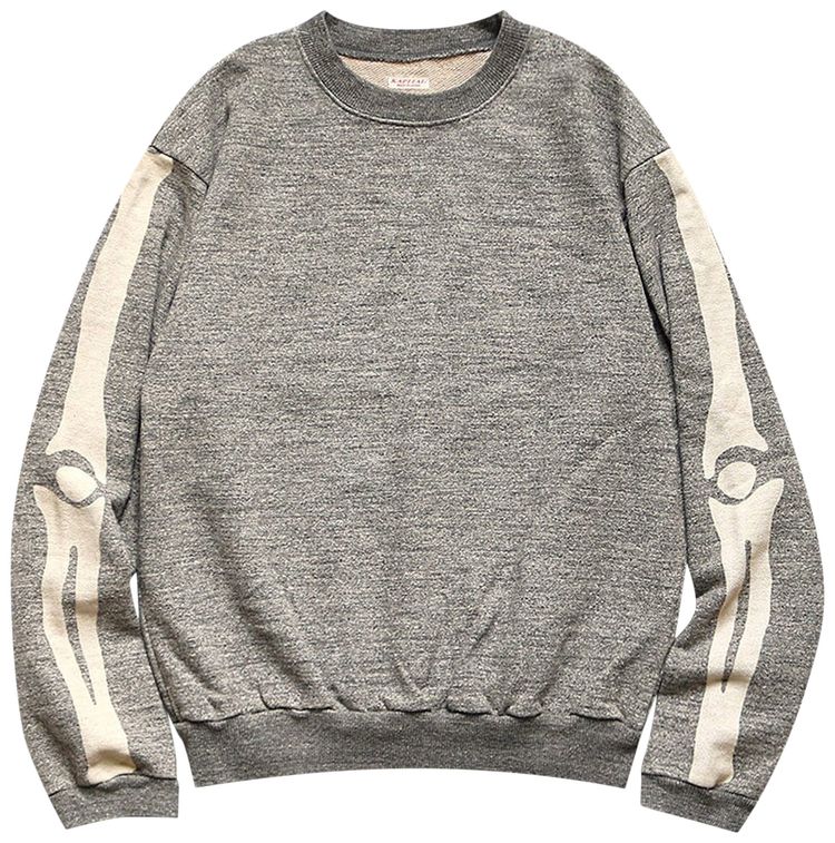 Kapital Grandrelle Fleece Knit Big Crew Sweatshirt Charcoal