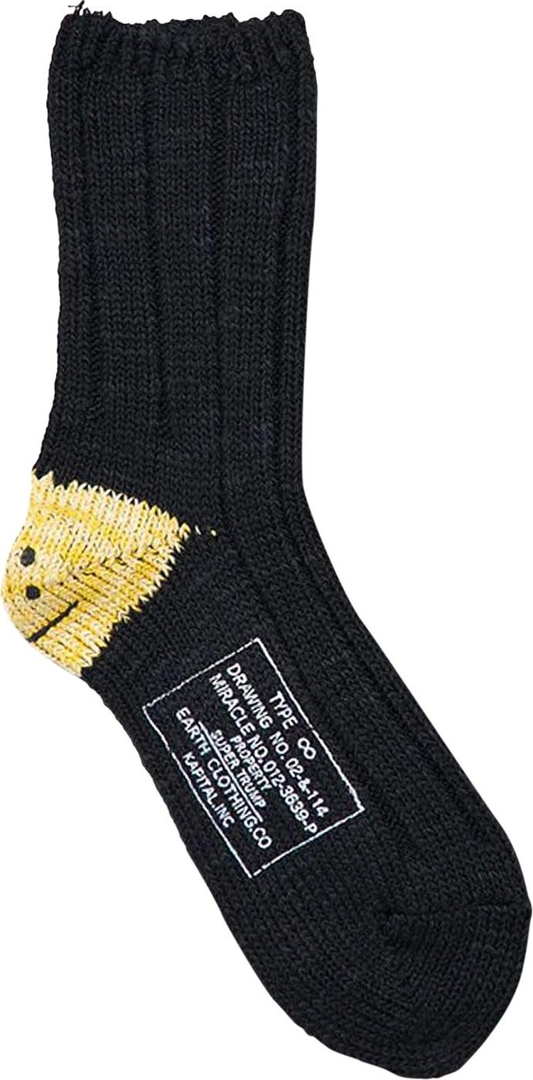 Kapital MA 1 Rainbowy Happy Heel Socks Black