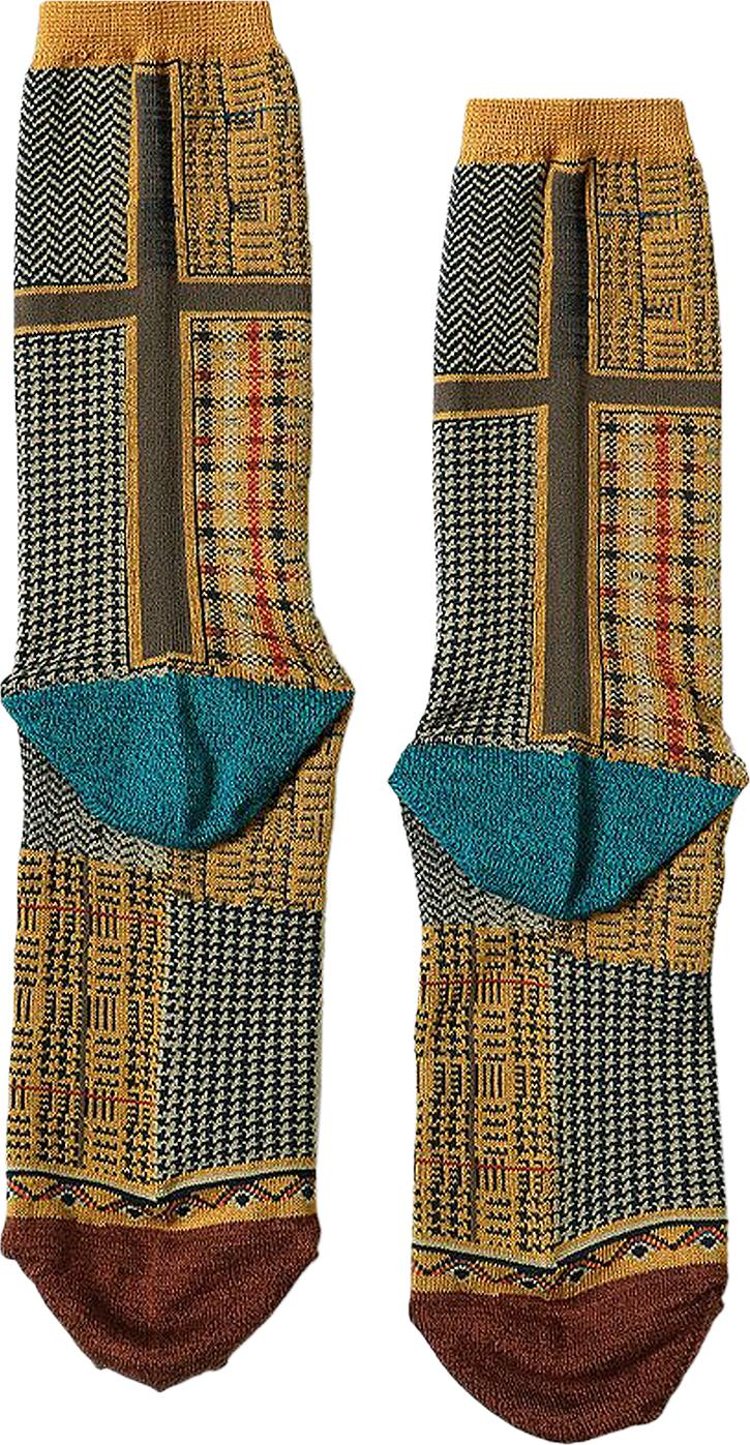 Kapital Tweed Cloth Navajo Socks Beige