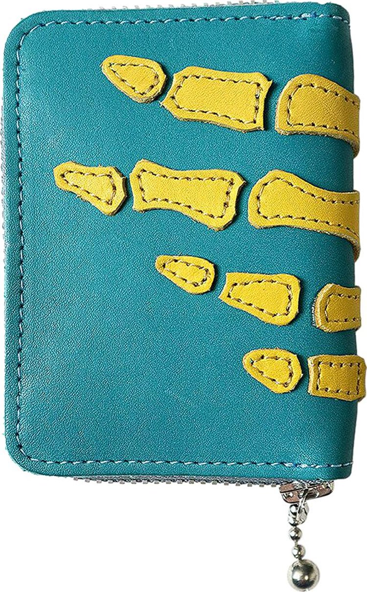 Kapital Thumbs Up Bone Hand Zip Mini Wallet Sax