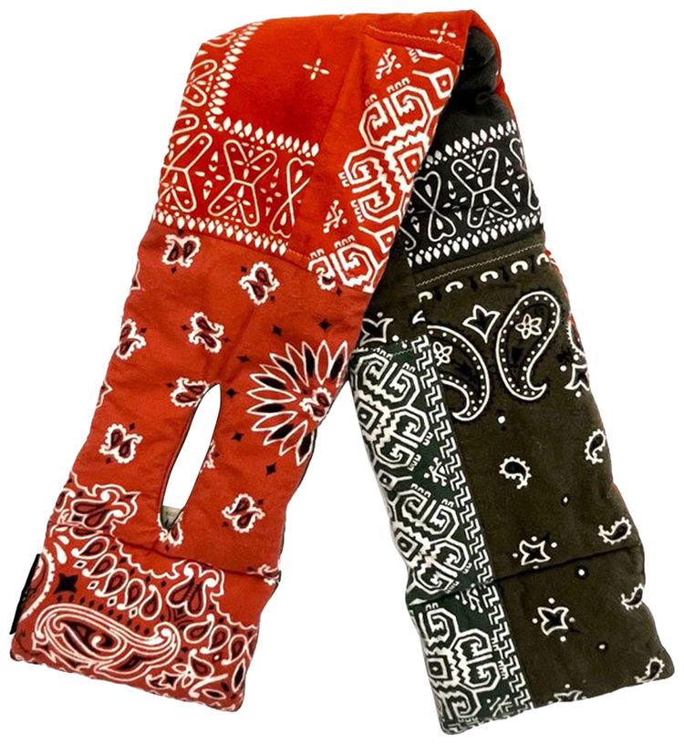 Kapital Flannel Reversible Bandana Kesa Scarf KhakiOrange