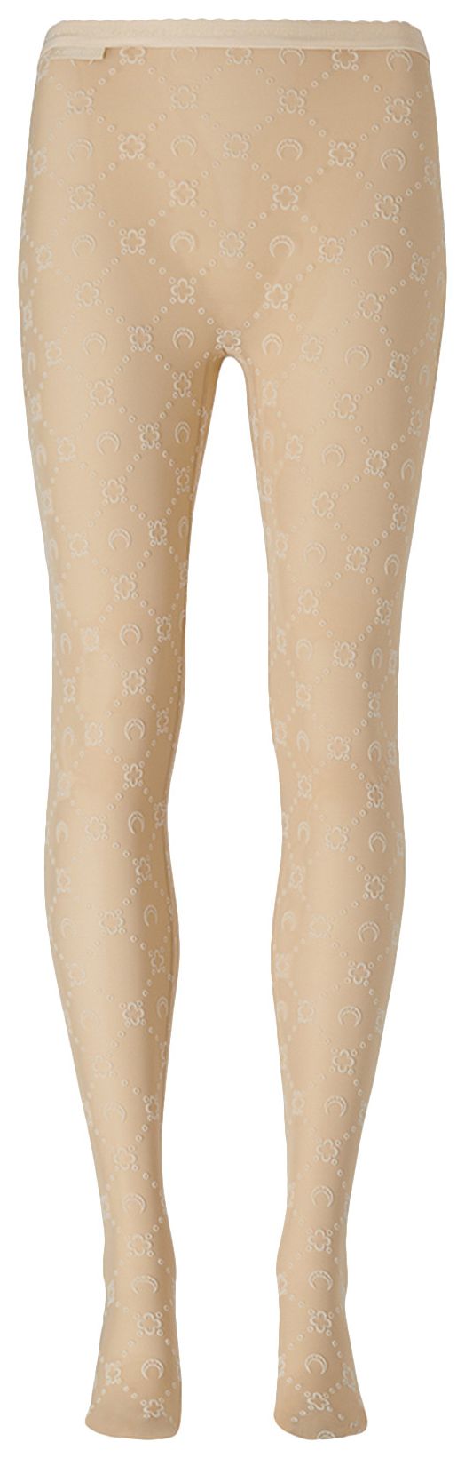 Marine Serre Regenerated Moonogram Mesh Flock Tights Beige