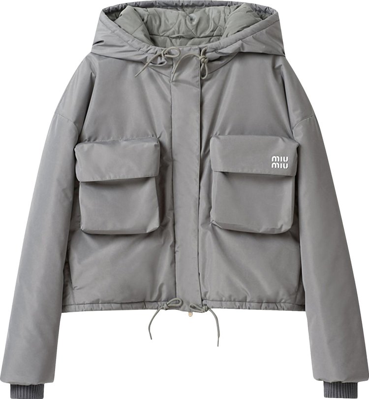 Miu Miu Technical Fabric Blouson Lead Grey