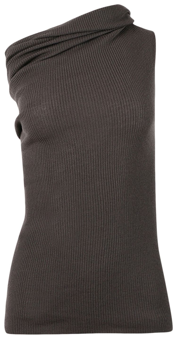 Rick Owens Ribbed One Shoulder Top Dust