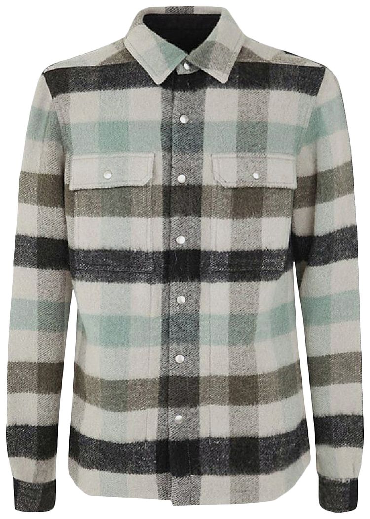Rick Owens Check Alpaca Shirt Pearl Plaid