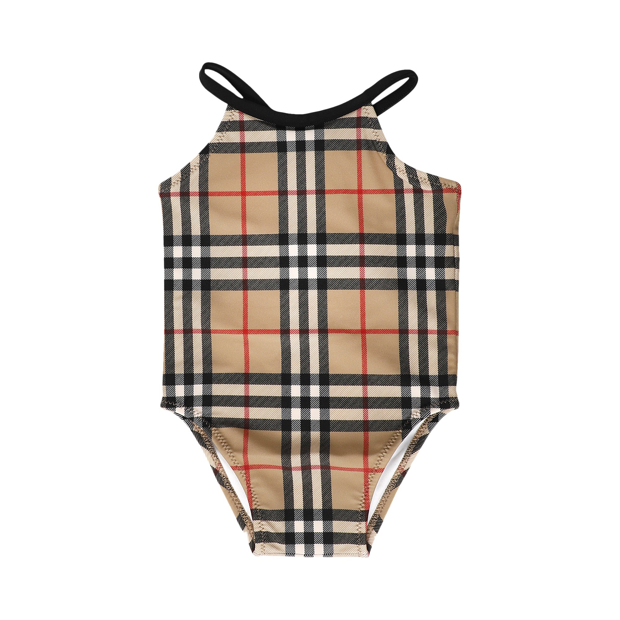 Burberry Kids Check One Piece Swimsuit 'Archive Beige'