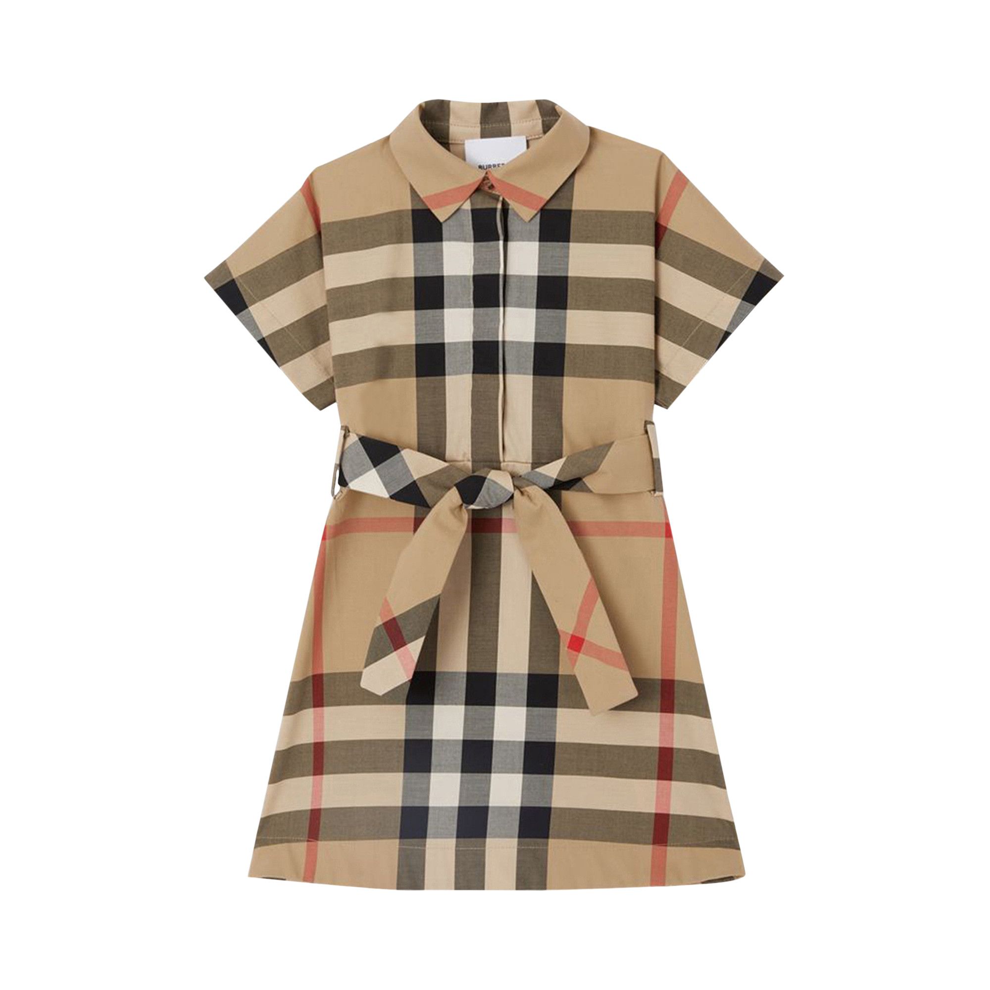 Buy Burberry Kids Check Tied Waist Shirt Dress Archive Beige 8053856 GOAT UK