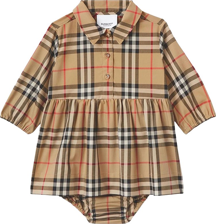 Burberry Kids Check Bloomer Dress 'Archive Beige'