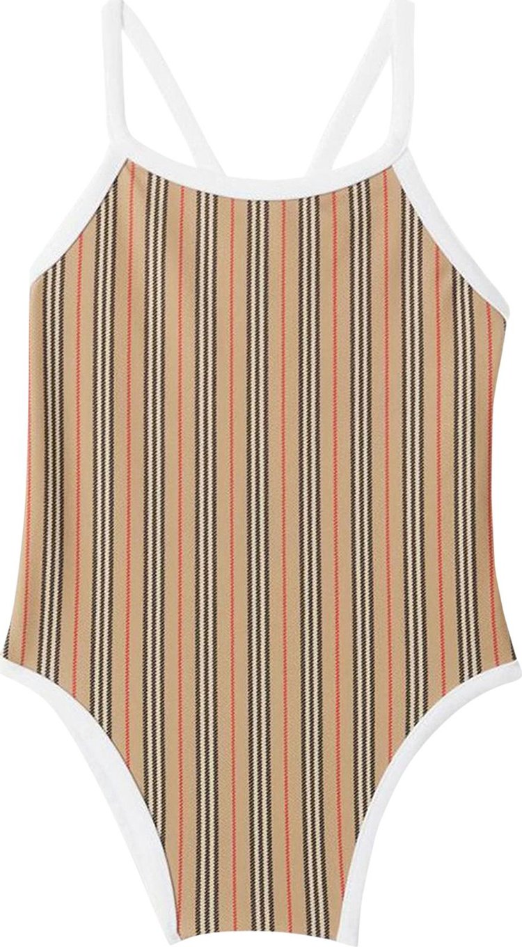 Burberry Kids Icon Stripe Swimsuit 'Archive Beige'