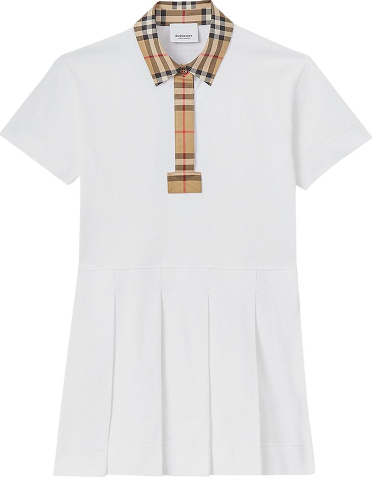 Burberry Kids Vintage Check Trim Piqu� Polo Shirtdress 'White'