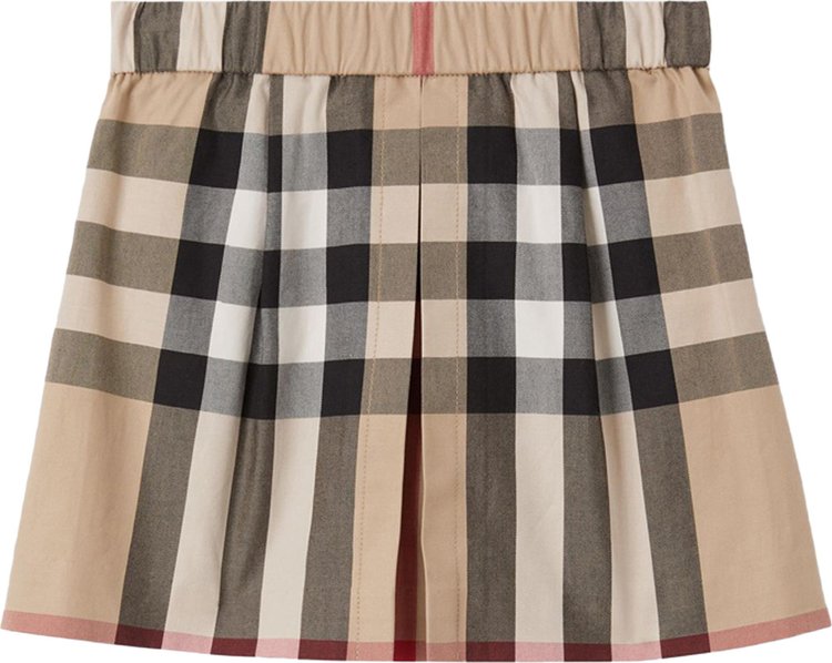 Burberry Kids Check Pleated Skirt Archive Beige