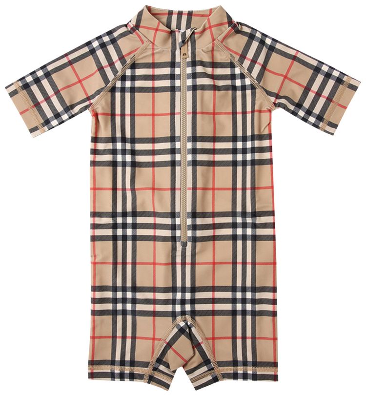 Burberry Kids Check Pattern Swimsuit Archive Beige