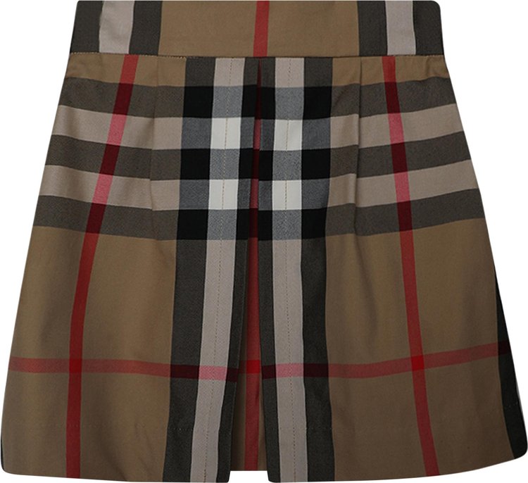 Burberry Kids Vintage Check Pleated Skirt Archive Beige