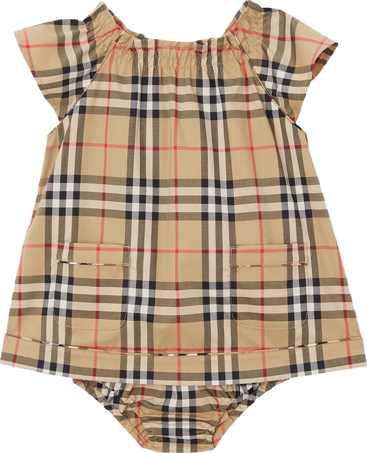 Burberry Kids Vintage Check Dress With Bloomers Archive Beige