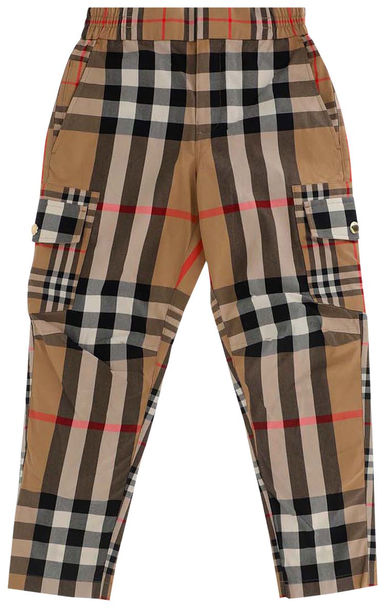 Burberry Kids Mixed Vintage Check Cargo Trousers Archive Beige