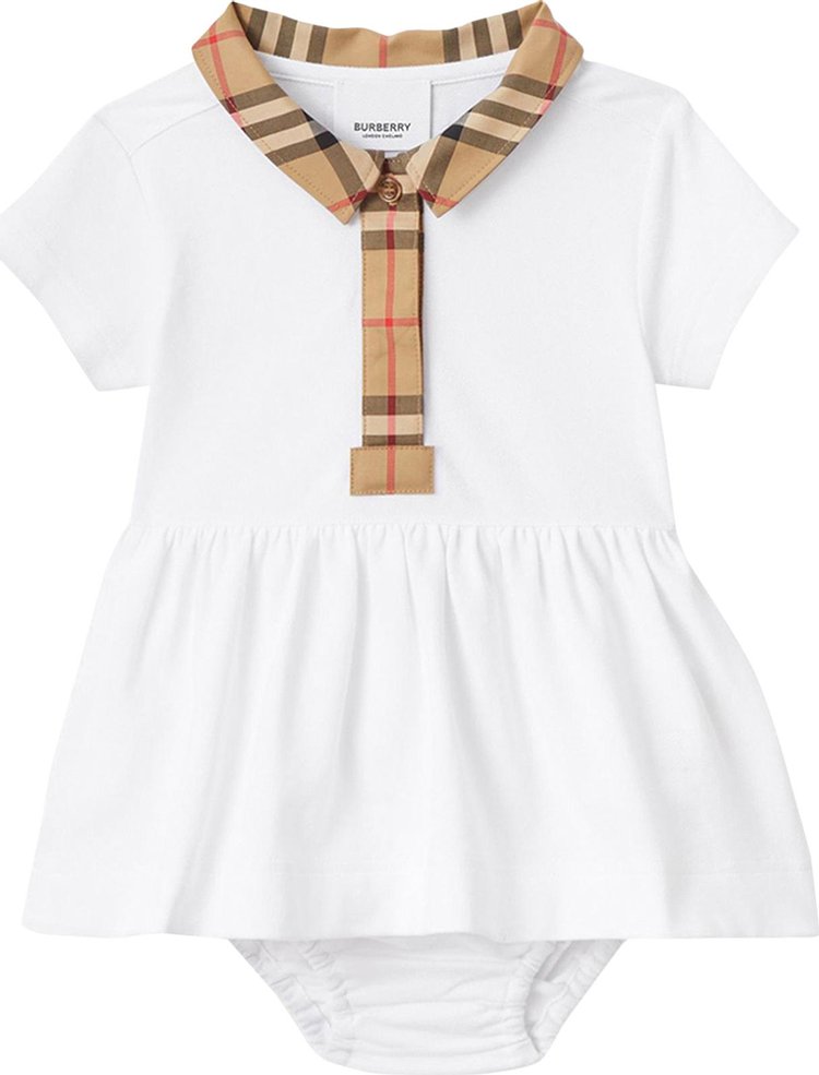 Burberry Kids Check Trim Piqu� Dress Set 'White'