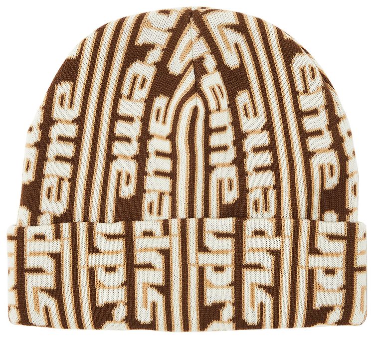 Supreme Vertical Logo Beanie Tan