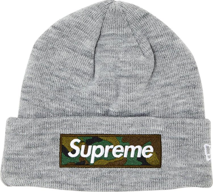 Supreme x New Era Box Logo Beanie Heather Grey