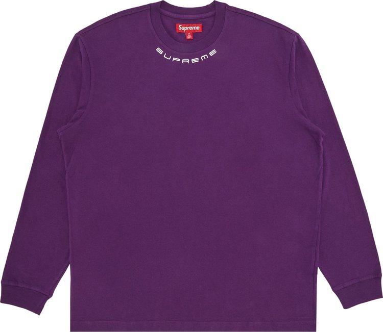 Supreme Collar Logo Long Sleeve Top Plum