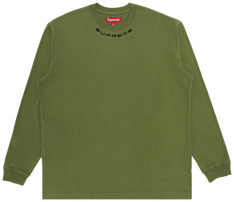 Supreme Collar Logo Long Sleeve Top Olive