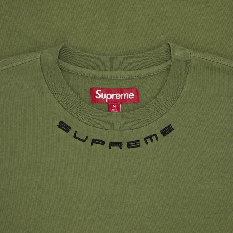 Supreme Collar Logo Long Sleeve Top Olive