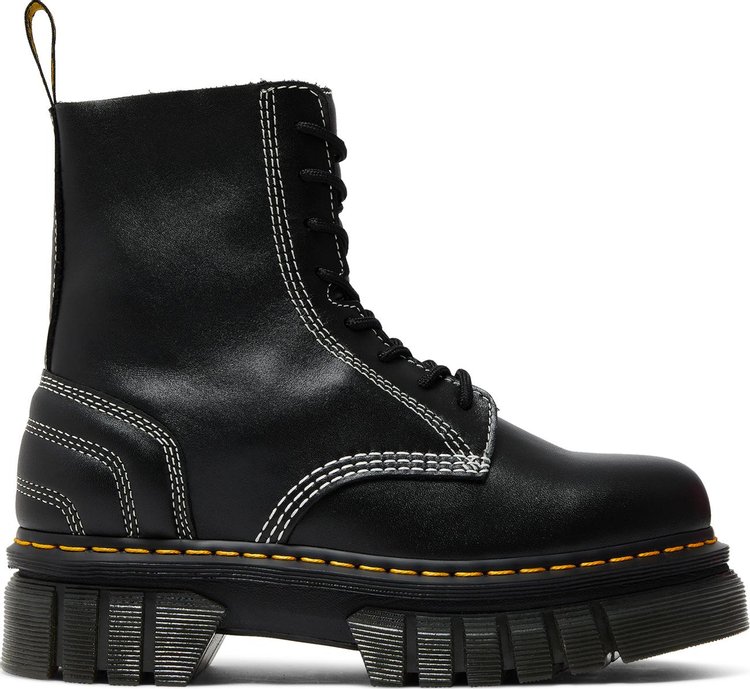 Wmns Audrick Leather Platform Lace Up Boot 'White Stitch - Black'