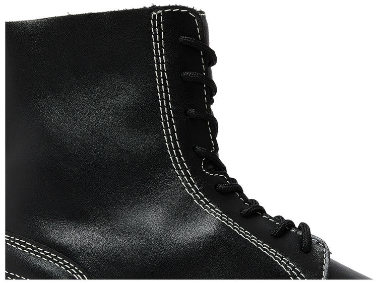 Dr Martens Wmns Audrick Leather Platform Lace Up Boot White Stitch   Black