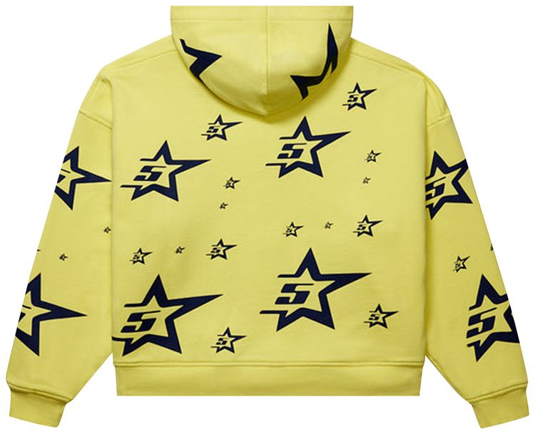 Sp5der Double Layer 5 Star Zip Hoodie Yellow