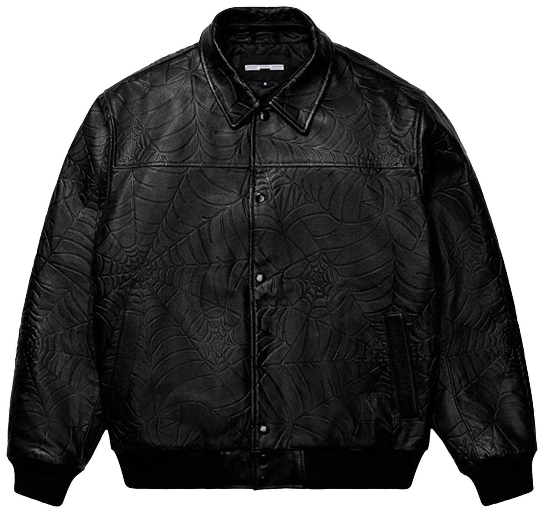 Faux Leather Jacket with Spiderweb Panels